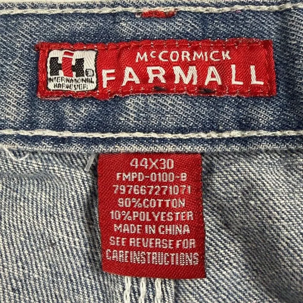 International Harvester Farmall Carpenter Jeans Mens 44x30 Blue Denim Workwear